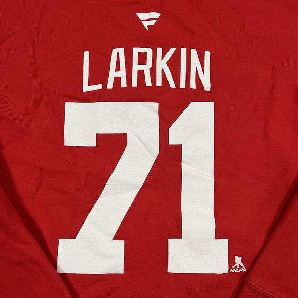 Fanatics Detroit Red Wings Hoodie L Larkin 71 Captain Pullover NHL Red Hooded - Picture 9 of 9